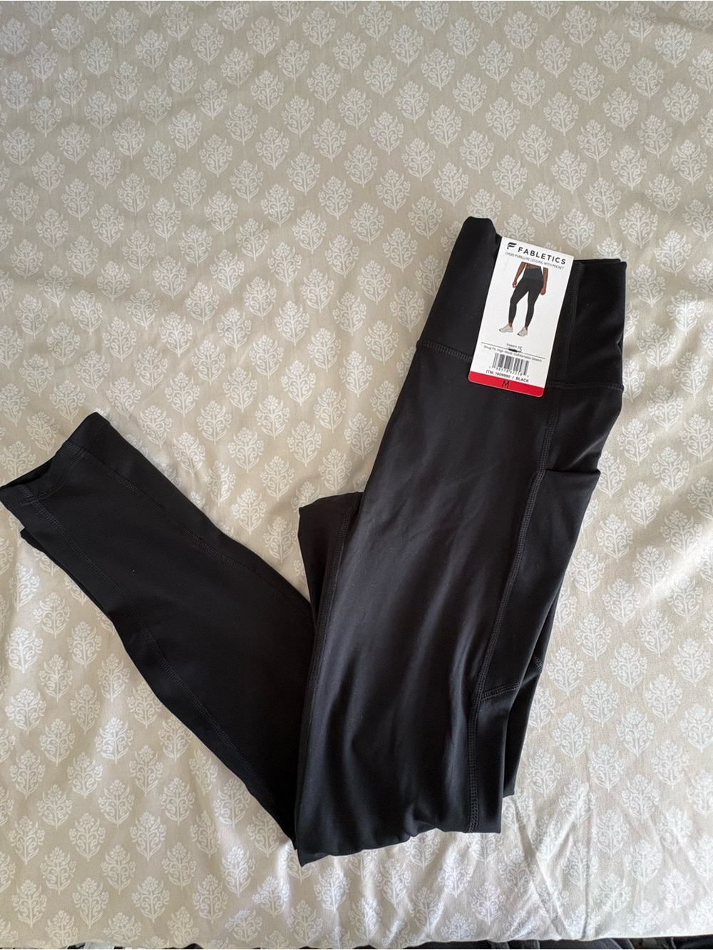 Fabletics Black Athletic Leggings with Branded Waist Tag